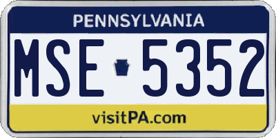 PA license plate MSE5352