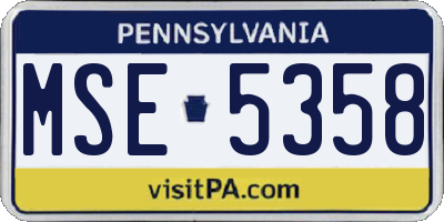 PA license plate MSE5358