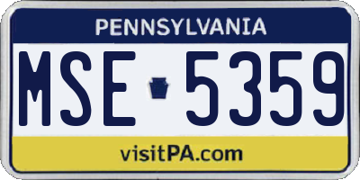 PA license plate MSE5359