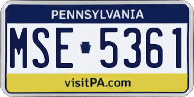 PA license plate MSE5361