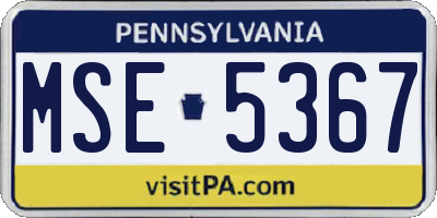 PA license plate MSE5367