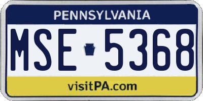 PA license plate MSE5368