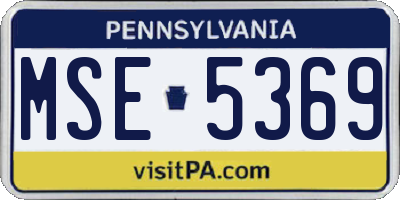 PA license plate MSE5369