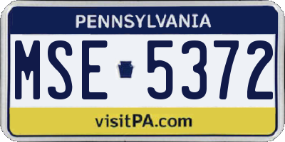 PA license plate MSE5372