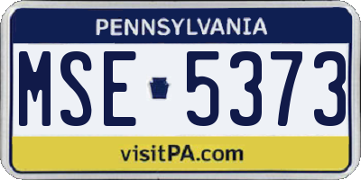 PA license plate MSE5373