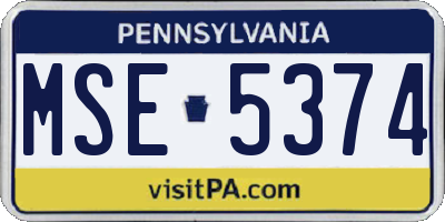 PA license plate MSE5374