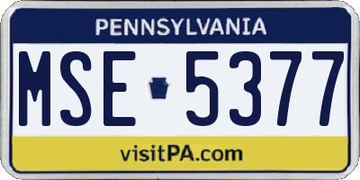 PA license plate MSE5377