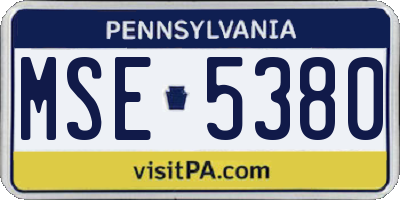 PA license plate MSE5380