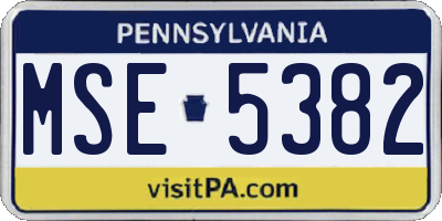 PA license plate MSE5382