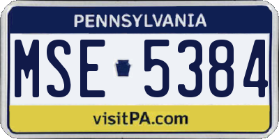 PA license plate MSE5384