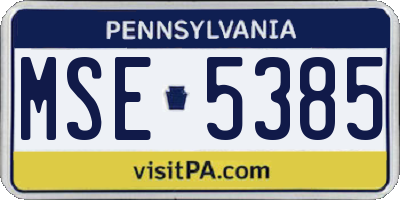 PA license plate MSE5385