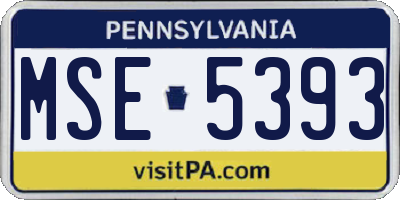 PA license plate MSE5393