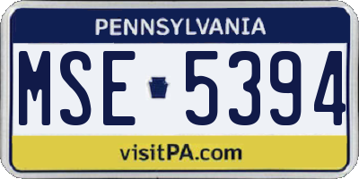 PA license plate MSE5394