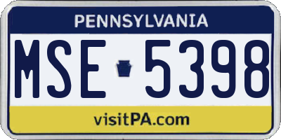 PA license plate MSE5398