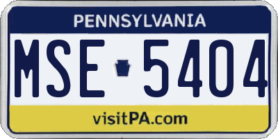 PA license plate MSE5404