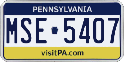 PA license plate MSE5407