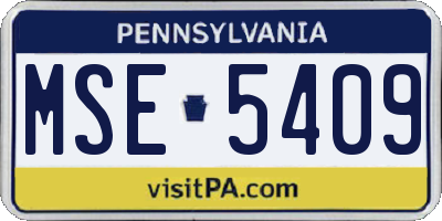PA license plate MSE5409