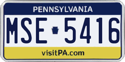 PA license plate MSE5416