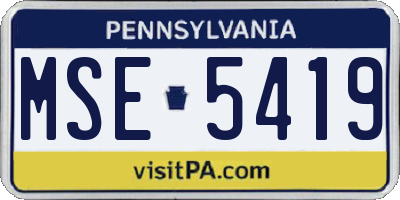 PA license plate MSE5419