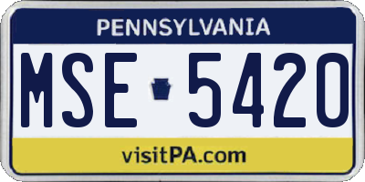 PA license plate MSE5420