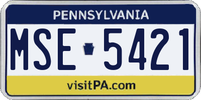 PA license plate MSE5421