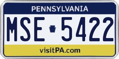 PA license plate MSE5422