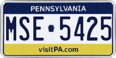 PA license plate MSE5425