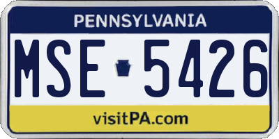 PA license plate MSE5426