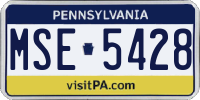 PA license plate MSE5428