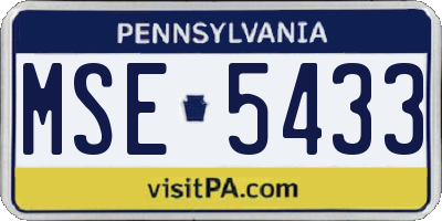 PA license plate MSE5433