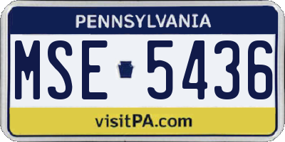 PA license plate MSE5436