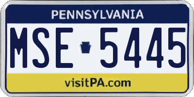 PA license plate MSE5445