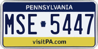 PA license plate MSE5447