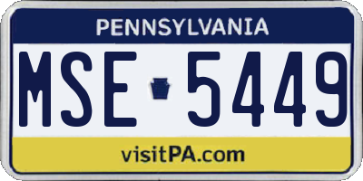 PA license plate MSE5449