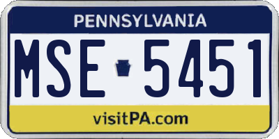 PA license plate MSE5451