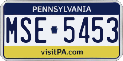 PA license plate MSE5453