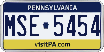 PA license plate MSE5454