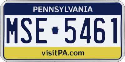 PA license plate MSE5461