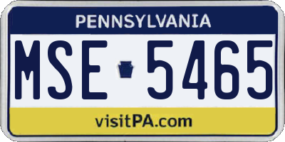 PA license plate MSE5465