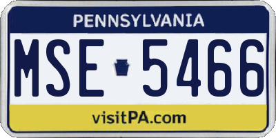 PA license plate MSE5466