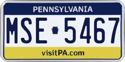 PA license plate MSE5467