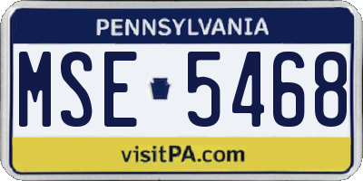 PA license plate MSE5468