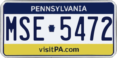 PA license plate MSE5472