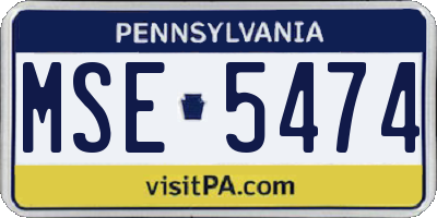 PA license plate MSE5474