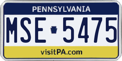 PA license plate MSE5475