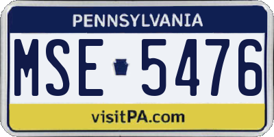 PA license plate MSE5476