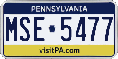 PA license plate MSE5477