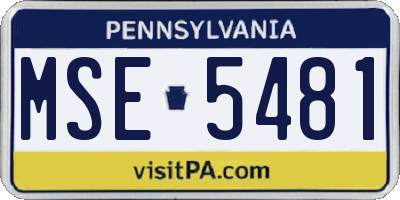 PA license plate MSE5481