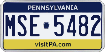 PA license plate MSE5482