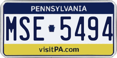 PA license plate MSE5494
